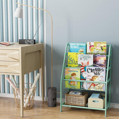 Huhote Small Childrens Book Rack And Toy Storage Organiser Display Stand For Study Small Place Bookcase Bookshelf Green from B&Q