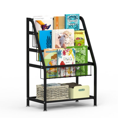 Huhote Small Childrens Book Rack And Toy Storage Organiser Display Stand For Study Small Place Bookcase Bookshelf Black from B&Q