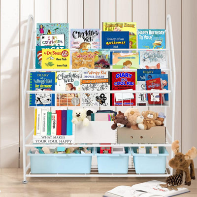 Huhote White Childrens Bookcase Bookshelf Book Rack Book And Toy Storage Organiser Display Stand For Bedroom Playroom from B&Q