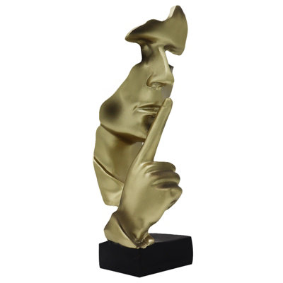 Huhote Gold Resin Abstract Thinker Ponder Sculpture Statue Modern For Home Office Art Sculpture Table Ornament Home Decor from B&Q