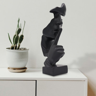Huhote Black Resin Abstract Thinker Ponder Sculpture Statue Modern For Home Office Art Sculpture Table Ornament Home Decor from B&Q