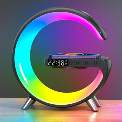 Blue Chilli Wireless Charging Station 15W With Led Mood Light Bluetooth Speaker Alarm Clock 5-In-1 White from B&Q