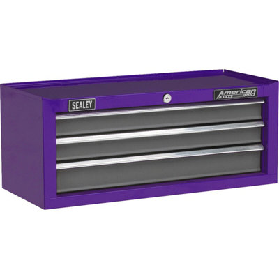 605 x 260 x 250mm PURPLE 3 Drawer MID-BOX Tool Chest Lockable