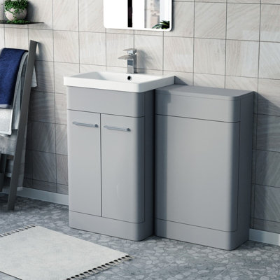 Nes Home Matte Grey 1000mm Freestanding Cabinet Ceramic Basin Wc Unit from B&Q