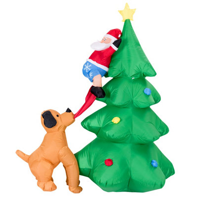Costway 1.8M Inflatable Christmas Tree Led Dog Chase Santa Outdoor Indoor from B&Q