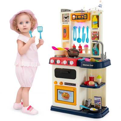Costway Pieces Kids Play Kitchen Realistic Kitchen Playset W/ Simulated Food