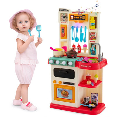 Costway Pieces Kids Play Kitchen Realistic Kitchen Playset W/ Simulated Food