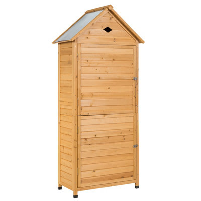 Costway Garden Shed Wooden Cabinet W/ Lockable Door 5 Shelves Galvanized Roof from B&Q