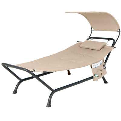 Costway Outdoor Hammock Patio Chaise Lounge Chair With Canopy