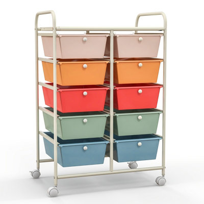 B&Q -  10 Drawers Storage Trolley Mobile Rolling Utility Cart Home Office Organizer