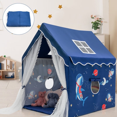 Costway Large Kids Play House Children Indoor Playhouse Castle Fairy Tent Removable Mat Blue from B&Q