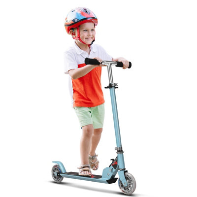 Costway Foldable Aluminum Commute Scooter W/ Led Flashing Pu Wheels Adjustable Handlebar