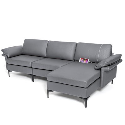 Costway Modern 3-Seater Sofa Couch Sofa Furniture L-Shaped Modular Sofa Set from B&Q