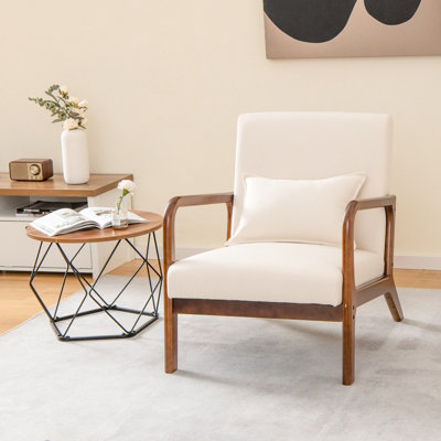 Costway Modern Accent Chair Leisure Chair Upholstered Reading Armchair W/ Lumbar Pillow