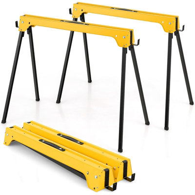 Costway 2 Pack Folding Sawhorses Lightweight & Portable Workbench Tool Stands W/ Handle No Assembly from B&Q