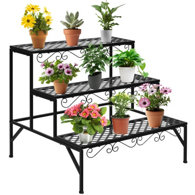 B&Q -  3 Tier Steel Plant Stand Ladder Flower Pot Rack Corner Plant Display Shelves