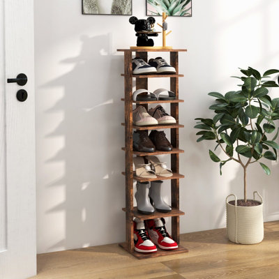 Costway 7-Tier Shoe Rack Hallway Shoe Storage Organizer Shoe Stand-Brown