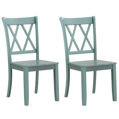 Costway Set Of 2 Dining Chairs Wooden Kitchen Side Chair Armless Chairs W/ X Back