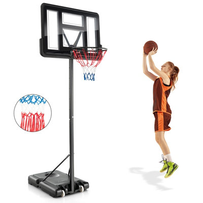 Costway Height Adjustable Basketball Hoop System Wheels & Fillable Base Basketball Goal