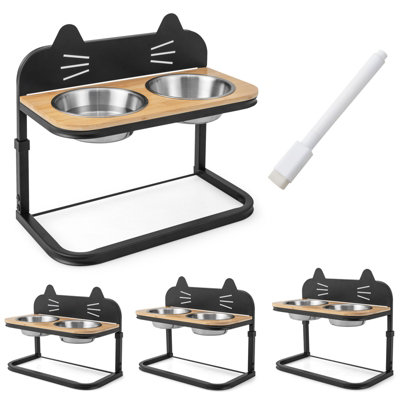 Costway Elevated Pet Feeder Raised Cat Bowl Stand W/ 2 Stainless Steel Cat Bowls from B&Q