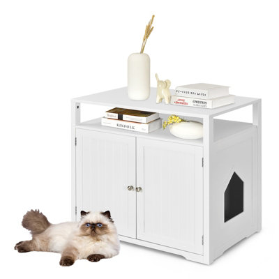 Costway Cat Litter Box Enclosure Hidden Cat Washroom W/ Adjustable & Removable Divider from B&Q