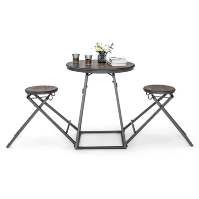 Costway 3-Piece Round Table & Stool Set Dining Bar Table W/ 2 Foldable Stools from B&Q