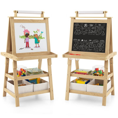 B&Q -  3 In 1 Kids Art Easel Double-Sided Storage Easel W/ Whiteboard Chalkboard
