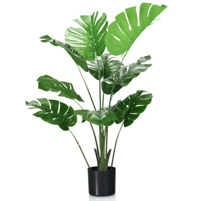 Costway 120Cm Artificial Monstera Deliciosa Tree Faux Tree W/ 10 Leaves & Cement Pot from B&Q