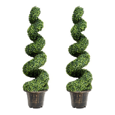 Costway 2Pcs 120Cm Artificial Boxwood Spiral Tree Faux Tree Realistic Fake Greenery Tree from B&Q