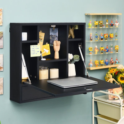 Costway Wall-Mounted Drop-Leaf Table Folding Floating Laptop Desk Workstation Space Save