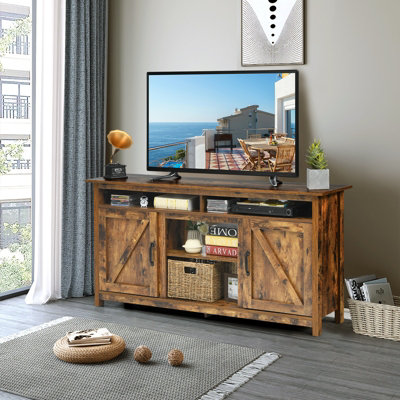 Costway Industrial Tv Stand For Tvs Up To 65" Fireplace Tv Stand Entertainment Center