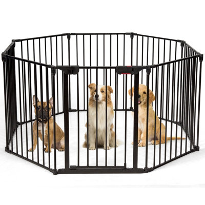 Costway 8 Panel Fireplace Fence Baby Pet Safety Gate Playpen Adjustable Room Divider