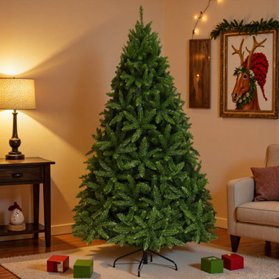 B&Q -  6Ft Unlit Spruce Christmas Tree 180 Cm Full Hinged Xmas Tree W/ Metal Stand