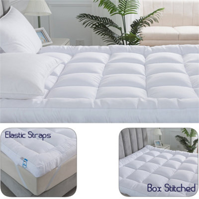 ARLINENS Microfibre Mattress Topper 2"/5Cm Luxury Mattress Cover Protector Elastic Corner Box Stitched Deep Fitted Mattress Topper (5Cm)