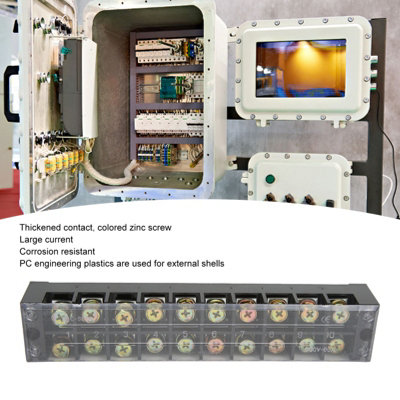 60A 600V Terminal Block for Large Current-10 Position Easy Wiring Ground Circuit Connector