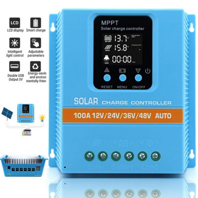 60A MPPT Solar Charge Controller 12V 24V 36V 48V LCD Display Regulator