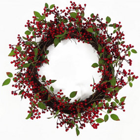 60cm (24 inches) Large Luxury Christmas Natural Look Red Berry Floristry Wreath