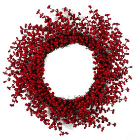 60cm (24 inches) Large Luxury Christmas Red Berry Floristry Wreath