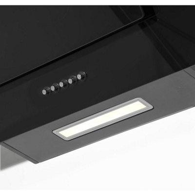 60cm Angled Black Glass Cooker Hood & Carbon Air Filters Kitchen Extractor Fan - 5
