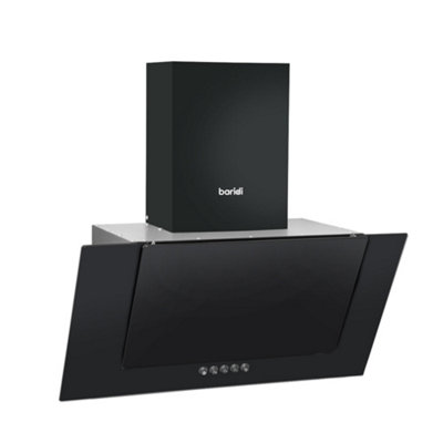 60cm Angled Black Glass Cooker Hood & Carbon Air Filters Kitchen Extractor Fan - 8