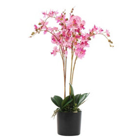 60cm Artificial Luxury Orchid - Triple Stem - Pink Realistic Plant