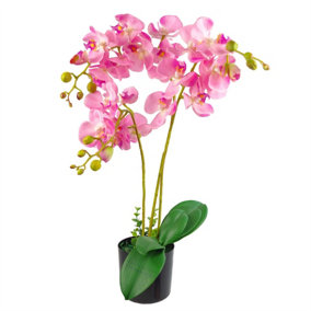 60cm Artificial Luxury Orchid -Triple Stem - Pink Realistic Plant