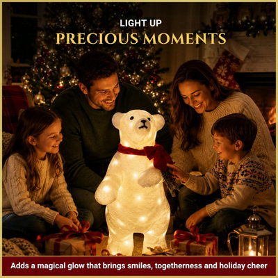 60cm Battery Operated 50 LED Light Up Polar Bear Christmas Decoration ...