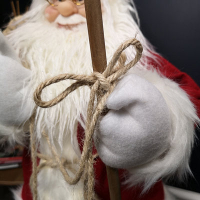 60cm Battery Operated Red Standing Light up Santa Claus with Brown