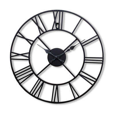 thumbnail image 2 of Parkland 60cm Large Outdoor Wall Clock – Giant Roman Numerals, Open Face Metal 2 of 5