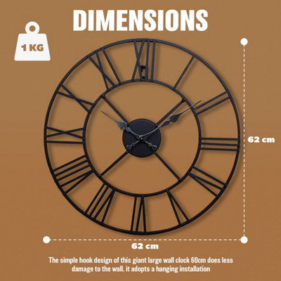 Large Outdoor Clock For Patio, 18 Inch Retro Waterproof Outdoor Clocks