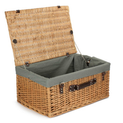 60cm Buff Wicker Basket with Grey Lining DIY at B&Q