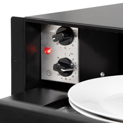 60cm Built-In Warming Drawer - Kitchen Wall Plate Heater - Push Open Black Steel
