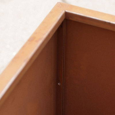 60cm Corten Steel Cube Planter with Rounded Corners - 9
