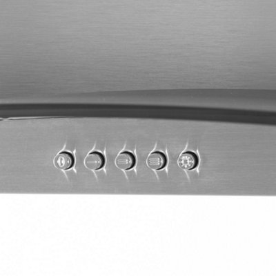 60cm Curved Glass & Steel Cooker Hood & Carbon Air Filters Kitchen Extractor Fan - 4